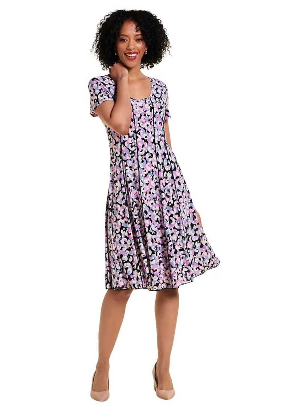 Sami & Jo Women’s Pink Floral Scoop Neck A-Line Dress NWOT